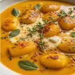 Butternut Squash Gnocchi Soup – Best Cozy One-Pot Butternut Squash Gnocchi Soup Close-up bowl of creamy Butternut Squash Gnocchi Soup with kale and Parmesan