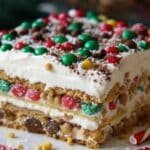 Best Christmas Cookie Lasagna: Easy No-Bake! Christmas Cookie Lasagna Christmas Cookie Lasagna layered dessert slice