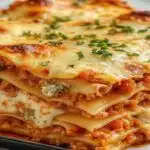 Classic Homemade Lasagna Recipe with melted cheese and fresh basil