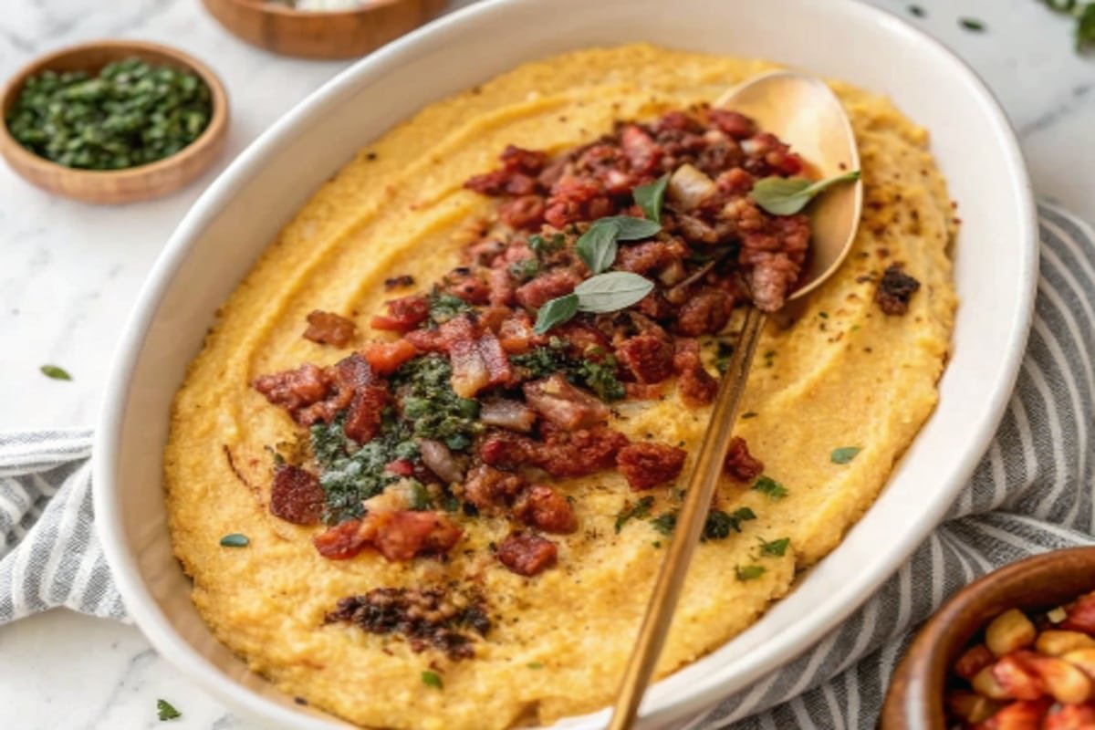 Creamy Pumpkin Polenta Creamy Pumpkin Polenta Creamy Pumpkin Polenta in bowl