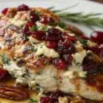 Impressive cranberry brie stuffed chicken