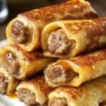 Sausage French Toast Roll-Ups golden brown