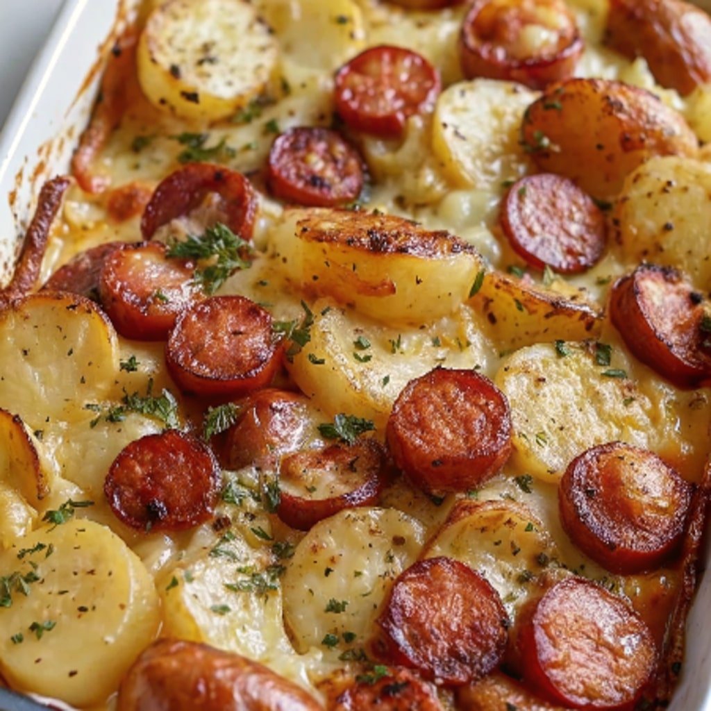Smoked Sausage and Potato Bake Smoked Sausage and Potato Bake Freshly baked Smoked Sausage and Potato Bake