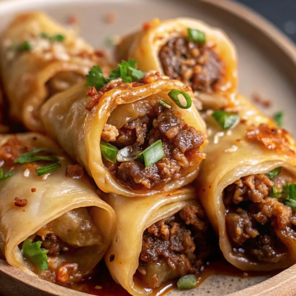 Spicy Beef Dumpling Rolls