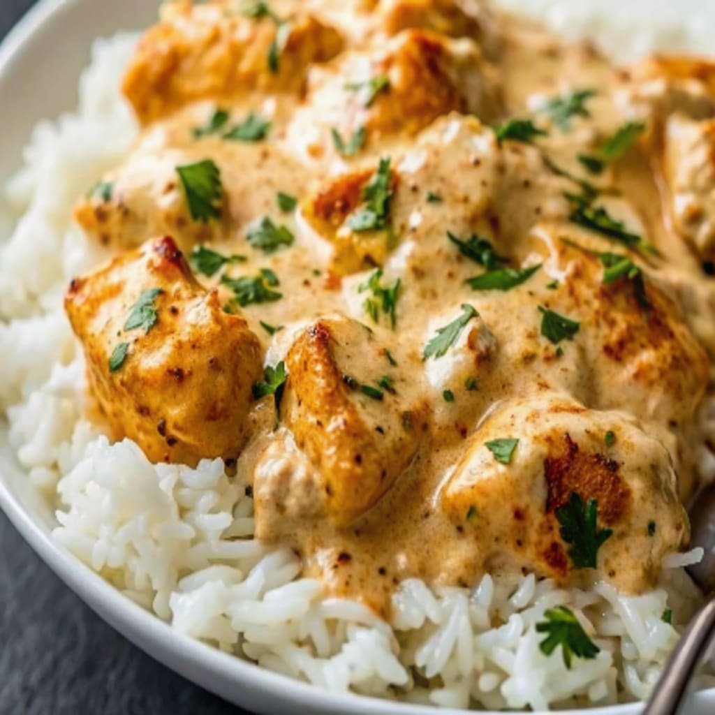Creamy smothered chicken and rice 
