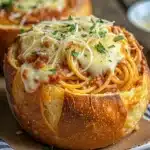Spaghetti Garlic Bread Bowls Spaghetti Garlic Bread Bowls Spaghetti Garlic Bread Bowls