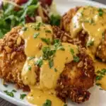 Pretzel Chicken with Mustard-Cheddar Sauce Pretzel Chicken with Mustard-Cheddar Sauce Pretzel Chicken with Mustard-Cheddar Sauce