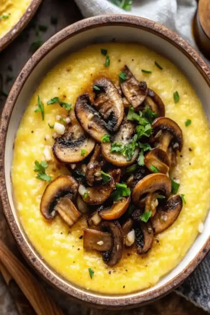 Garlic Polenta With Mushrooms