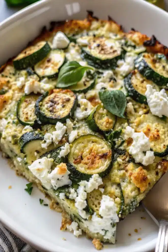 Baked Zucchini Spinach and Feta Casserole
