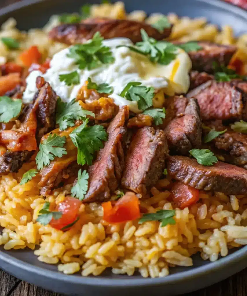 Steak Queso Rice Steak Queso Rice Steak Queso Rice