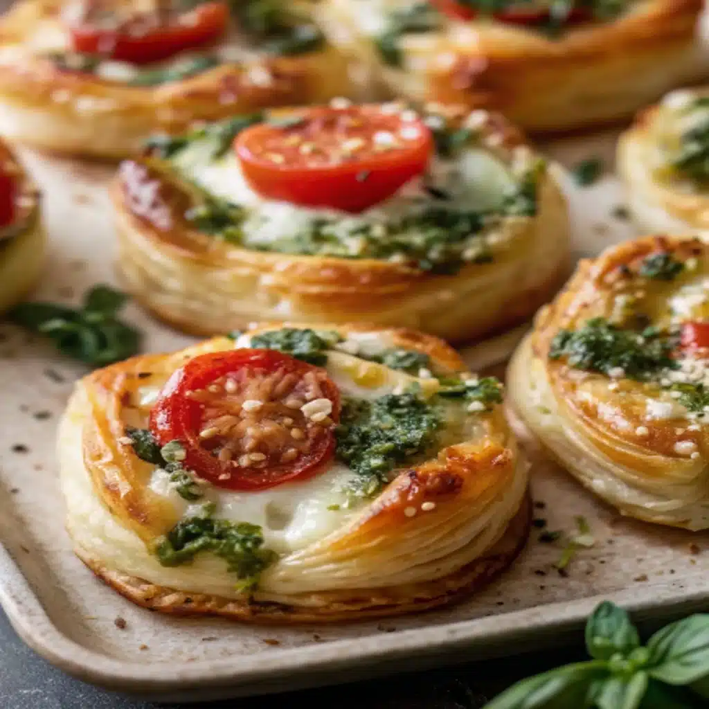 Caprese Pesto Puff Pastry Bites