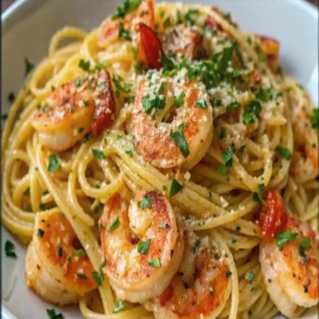 Creamy garlic butter shrimp pasta