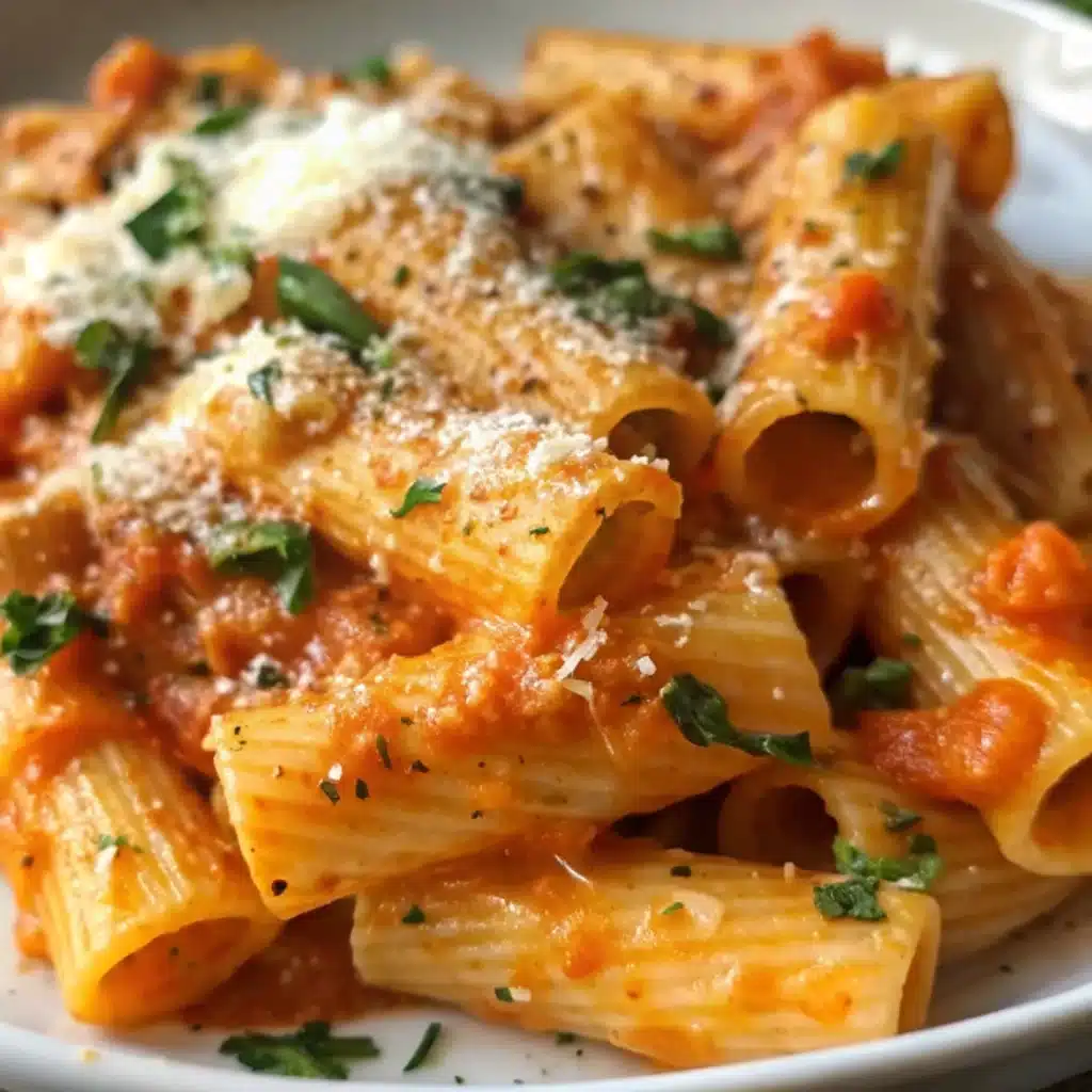 Creamy Tomato Garlic Rigatoni Pasta Recipe