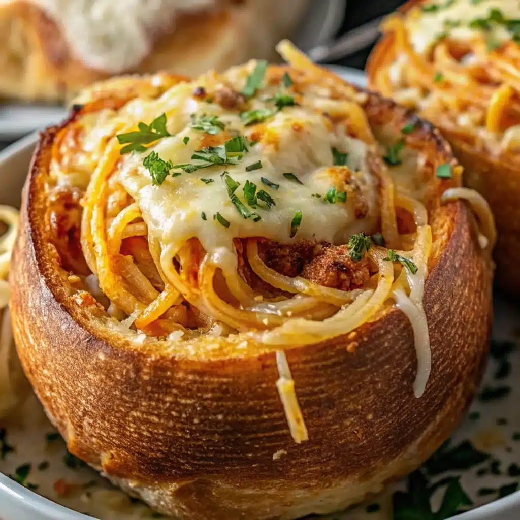Spaghetti Garlic Bread Bowls Spaghetti Garlic Bread Bowls Spaghetti Garlic Bread Bowls