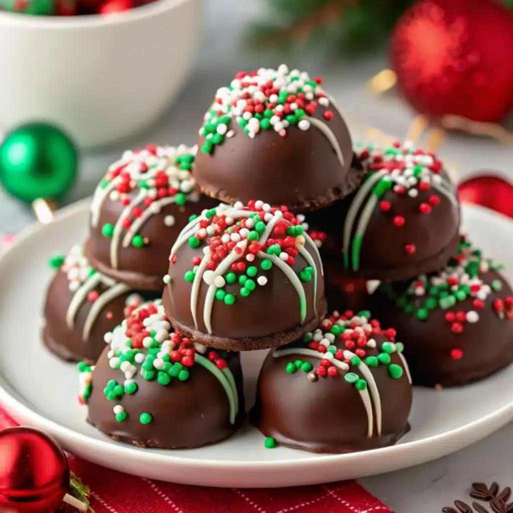 Holiday Chocolate Cake Balls with Festive Decorations Holiday Chocolate Cake Balls Holiday Chocolate Cake Balls