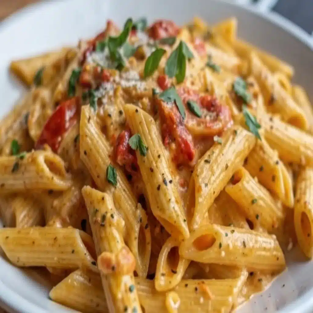 High Protein Creamy Roasted Red Pepper Pasta