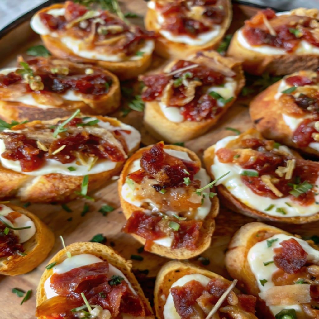 Festive Christmas Appetizers: Crowd-Pleasing Bites for Holiday Entertaining million dollar bacon crostini pillar