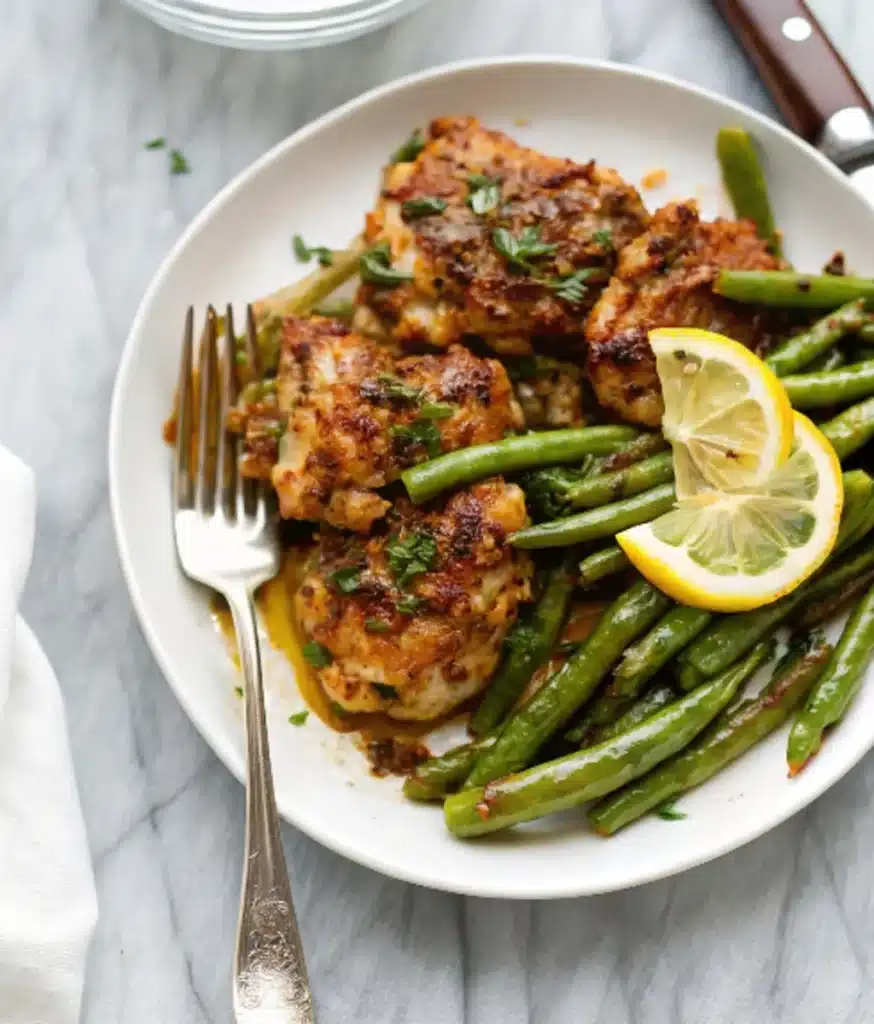 Lemon Garlic Butter Chicken Thighs and Green Beans Skillet