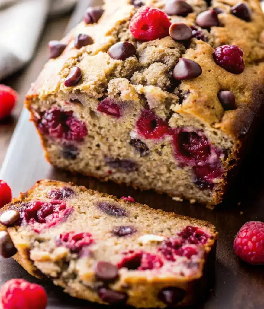 Raspberry Dark Chocolate Banana Bread