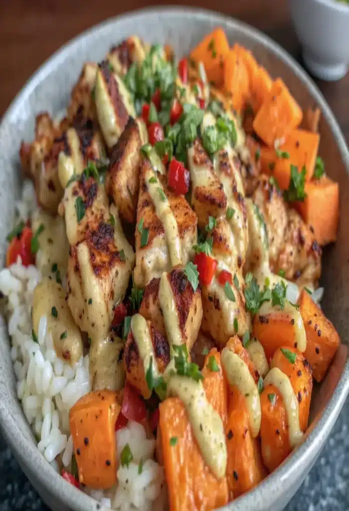Healthy Chicken & Sweet Potato Rice Bowl