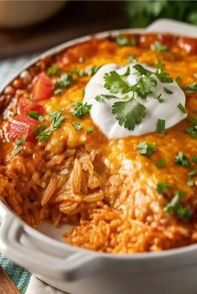 Cheesy Chicken Enchilada Rice