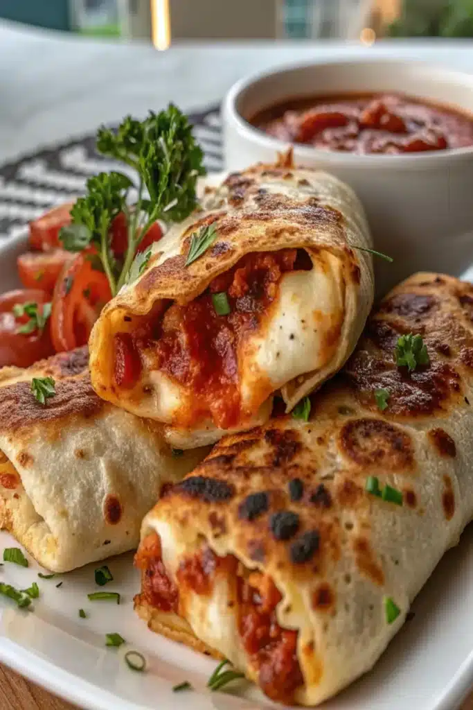 Cheesy Pizza Burritos