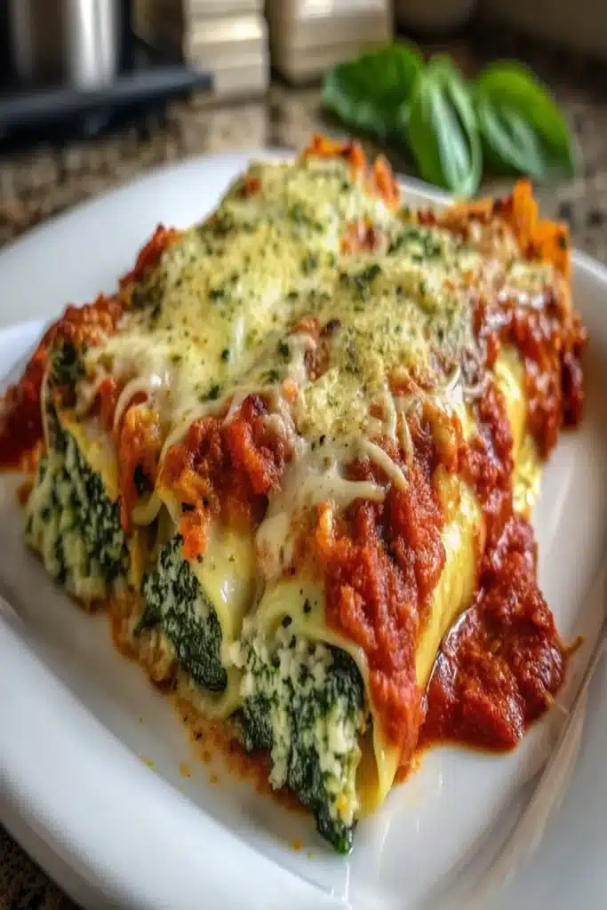 Cheesy Spinach Manicotti