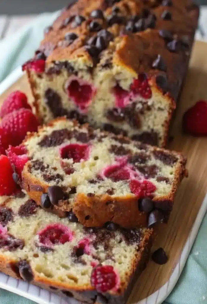 Raspberry Dark Chocolate Banana Bread