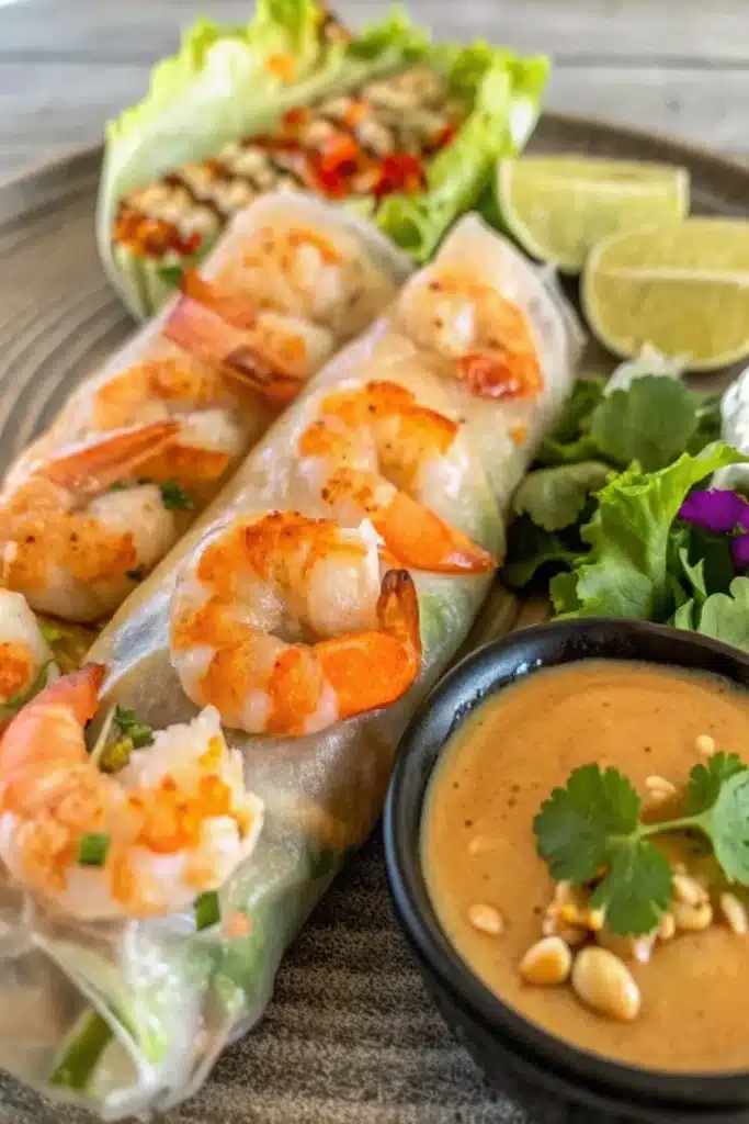 Shrimp Spring Rolls With Peanut Sauce Shrimp Spring Rolls With Peanut Sauce Shrimp Spring Rolls With Peanut Sauce