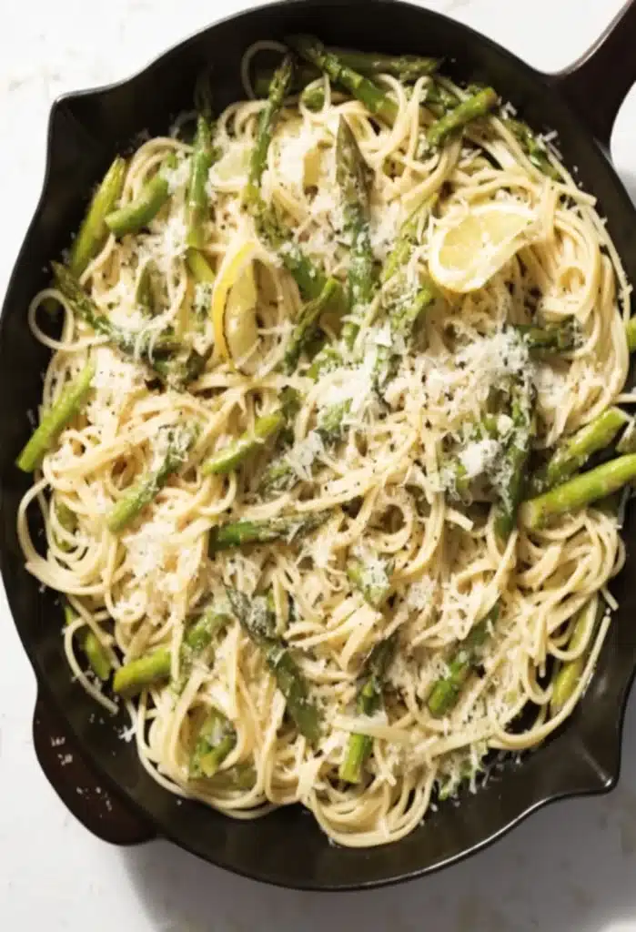 Healthy Asparagus Pasta with Lemon and Parmesan